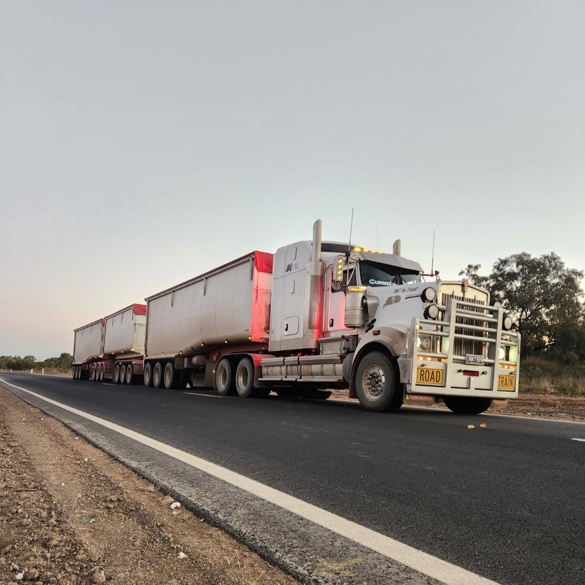 Truck on the highway at dusk